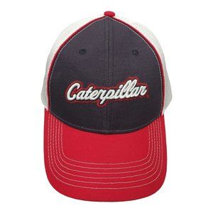 Caterpillar 3D Logo Mesh Strapback Cap Trucker Baseball Hat CAT Blue Red